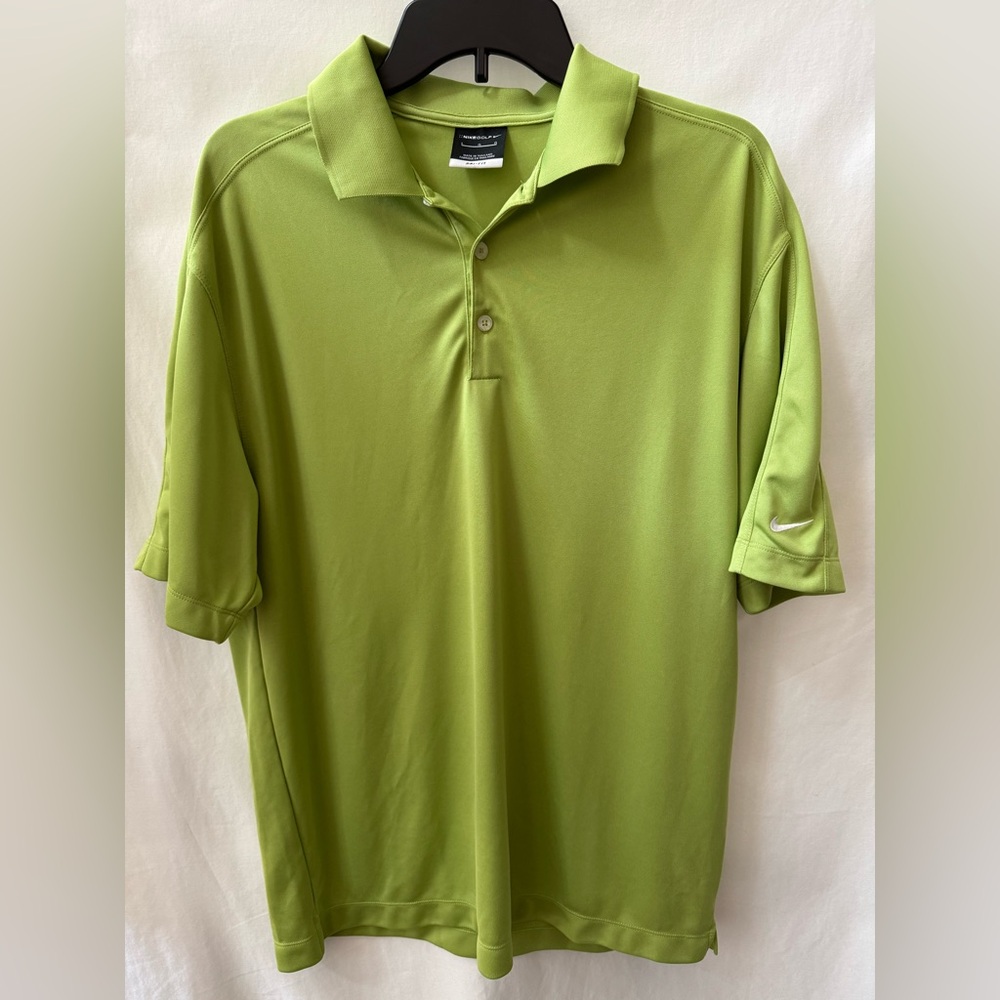 Nike Golf Lime Green Polo Shirt Short Sleeve Performance DriFit Mens Large